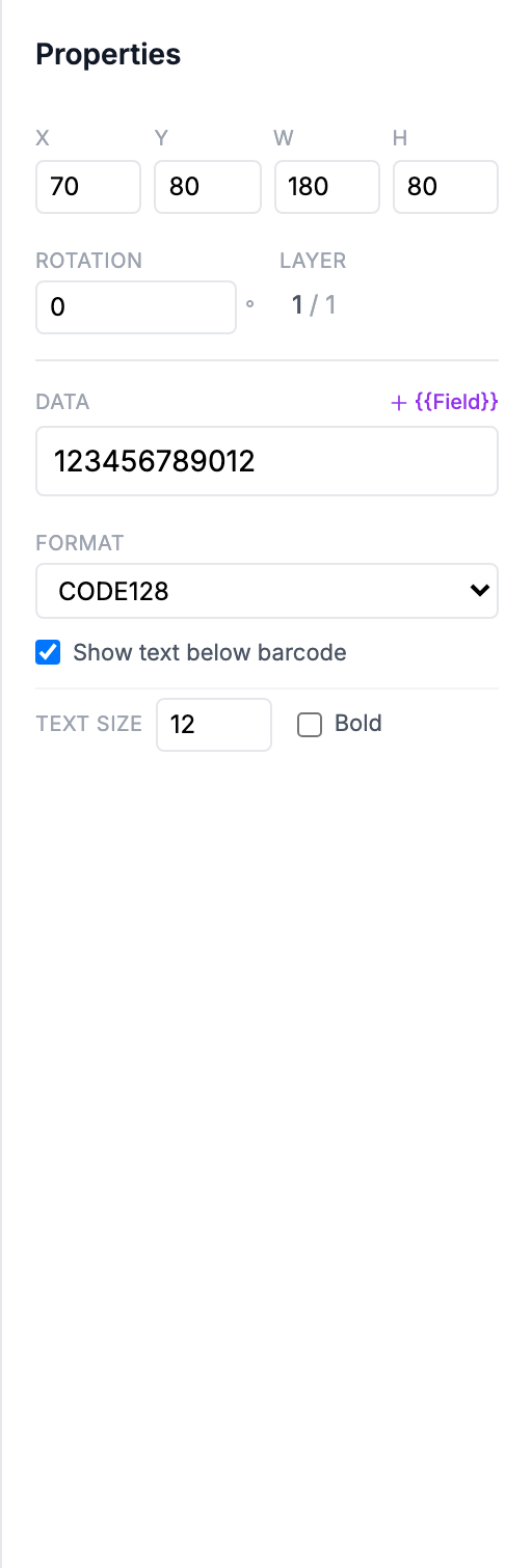 Barcode properties